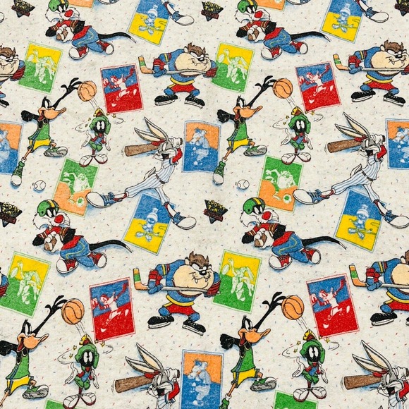 Vintage Looney Tunes‎ Sports Throw Blanket Bugs Taz Marvin Daffy Sylvester 1992 - Picture 2 of 7